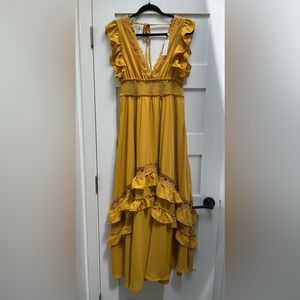 Baltic Born Jasmine Mustard Ruffle Maxi Size Large NWT